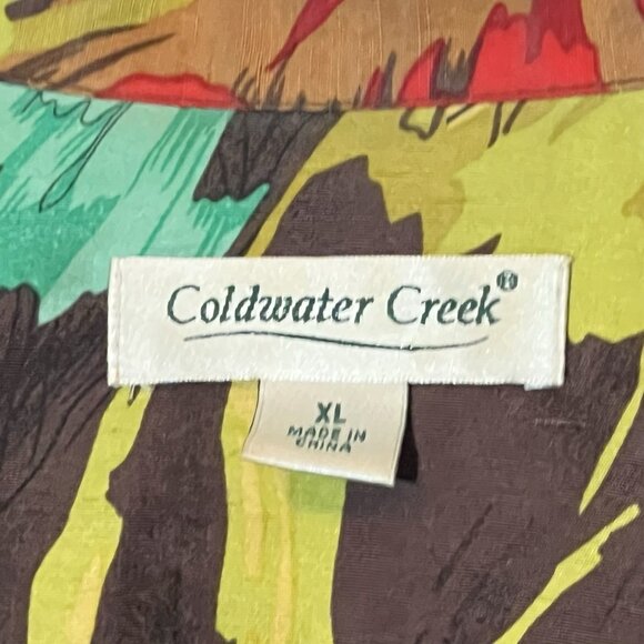 Coldwater Creek Women’s Open Front Blazer Jacket Size XL 100% Silk Floral - Picture 3 of 10